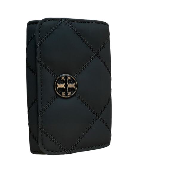 TORY BURCH Willa Matte Card Case 150057 Leather Black Quilted Small NEW - Picture 8 of 16